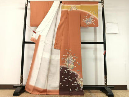 平和屋着物●訪問着　草花文　暈し染め　金彩　正絹　逸品　CABD8161vp