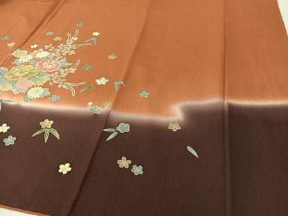 平和屋着物●訪問着　草花文　暈し染め　金彩　正絹　逸品　CABD8161vp