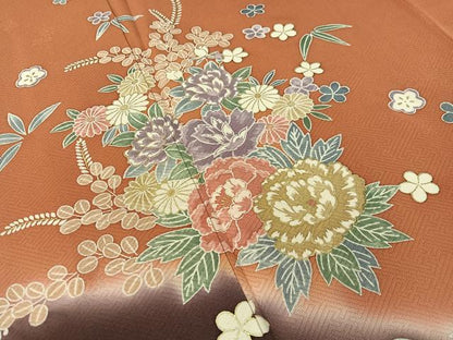 平和屋着物●訪問着　草花文　暈し染め　金彩　正絹　逸品　CABD8161vp
