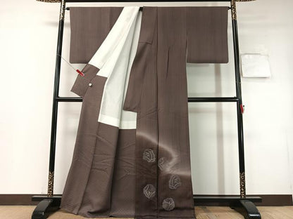 平和屋着物●国際的伝統工芸作家　十二代・藤林徳扇　苑寿　色留訪問着　総刺繍　花鳥文　暈し染め　銀糸　正絹　逸品　CABD8166vp