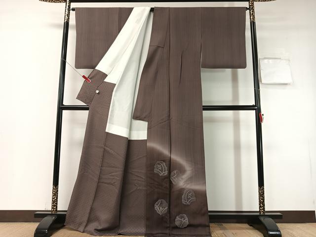 平和屋着物●国際的伝統工芸作家　十二代・藤林徳扇　苑寿　色留訪問着　総刺繍　花鳥文　暈し染め　銀糸　正絹　逸品　CABD8166vp