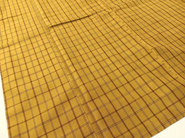 平和屋着物●本場黄八丈　平織　格子柄　正絹　逸品　CABD8168vp