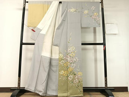 平和屋着物●訪問着　友禅　枝花文　暈し染め　正絹　逸品　CABD8169vp