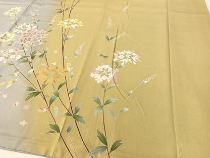 平和屋着物●訪問着　友禅　枝花文　暈し染め　正絹　逸品　CABD8169vp