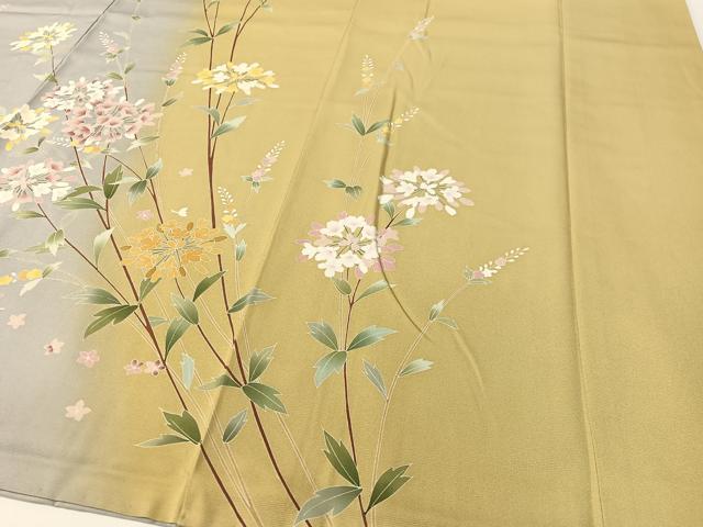 平和屋着物●訪問着　友禅　枝花文　暈し染め　正絹　逸品　CABD8169vp