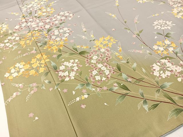 平和屋着物●訪問着　友禅　枝花文　暈し染め　正絹　逸品　CABD8169vp