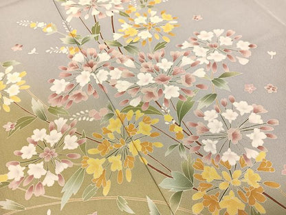 平和屋着物●訪問着　友禅　枝花文　暈し染め　正絹　逸品　CABD8169vp