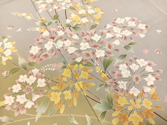 平和屋着物●訪問着　友禅　枝花文　暈し染め　正絹　逸品　CABD8169vp