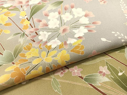 平和屋着物●訪問着　友禅　枝花文　暈し染め　正絹　逸品　CABD8169vp