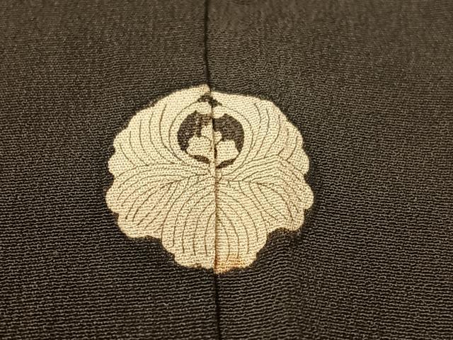 平和屋本店●アンティーク　大正ロマン　振袖　駒刺繍　霞几帳花文　黒地　金彩　正絹　逸品　CABD8174vp