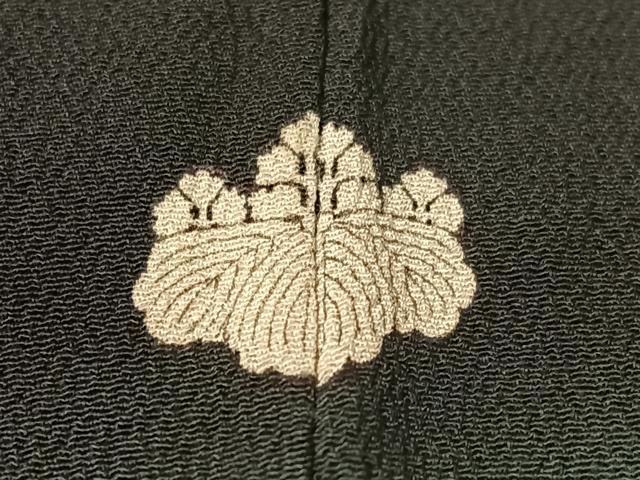 平和屋本店●アンティーク　大正ロマン　振袖　中国三大刺繍　相良刺繍　御所車飛鶴花松文　暈し染め　黒地　金糸　正絹　逸品　CABD8176vp