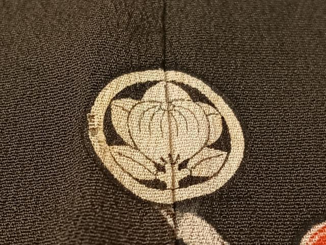 平和屋本店●アンティーク　大正ロマン　振袖　駒刺繍　飛鶴吉祥花文　黒地　金彩　正絹　逸品　CABD8177vp