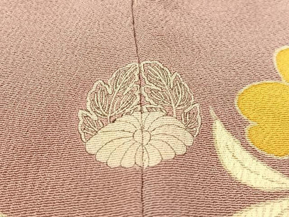 平和屋本店●アンティーク　大正ロマン　振袖　駒刺繍　亀甲藤花文　金彩　正絹　逸品　CABD8178vp