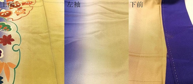 平和屋着物●アンティーク　大正ロマン　訪問着　駒刺繍　雪輪松竹梅花文　暈し染め　金糸　正絹　逸品　CABD8180vp