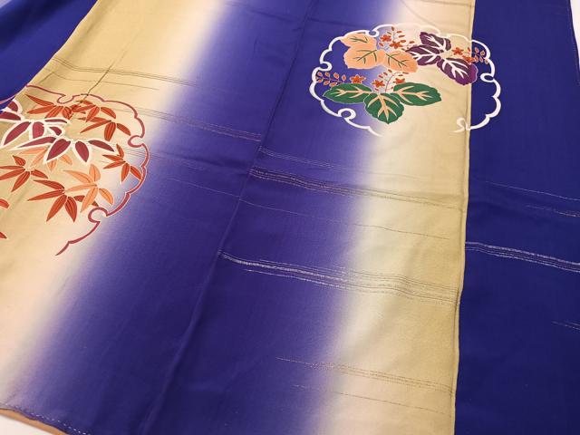 平和屋着物●訪問着　駒刺繍　雪輪松竹梅文　暈し染め　金銀彩　正絹　逸品　CABC8069gh 平和屋着物□訪問着 駒刺繍 雪輪花文 暈し染め 金彩 正絹 逸品