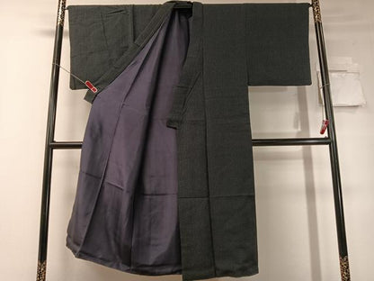 平和屋着物●男性　本塩沢　羽織セット　十字絣文様　正絹　逸品　CABD8184vp