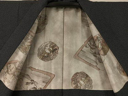 平和屋着物●男性　本塩沢　羽織セット　十字絣文様　正絹　逸品　CABD8184vp