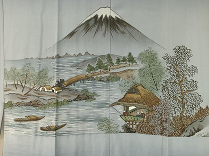 平和屋着物●男性　紬　アンサンブル　長襦袢セット　青褐色　正絹　逸品　未使用　CABD8188vp