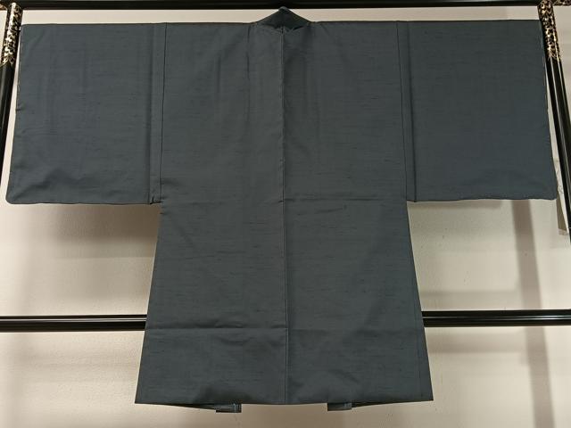 平和屋着物●男性　紬　アンサンブル　長襦袢セット　青褐色　正絹　逸品　未使用　CABD8188vp
