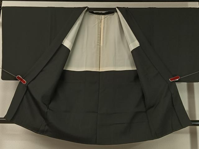 平和屋着物●男性　黒紋付・羽織セット　正絹　逸品　CABD8189vp