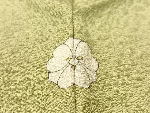 平和屋着物●上質な色無地　菊花地紋　若芽色　松坂屋扱い　正絹　逸品　CABD8192vp
