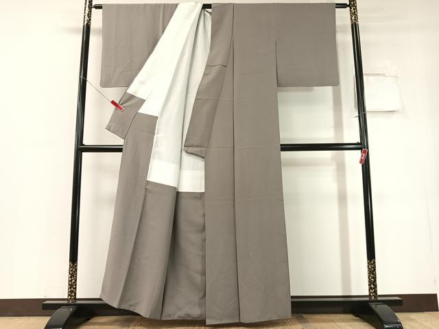 平和屋着物●本草木染作家　瑞寶　色無地　紫鼠色　正絹　逸品　CABD8195vp