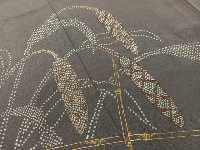 平和屋着物●中国三大刺繍　相良刺繍　訪問着　稲穂　金彩　正絹　逸品　CABD8196vp
