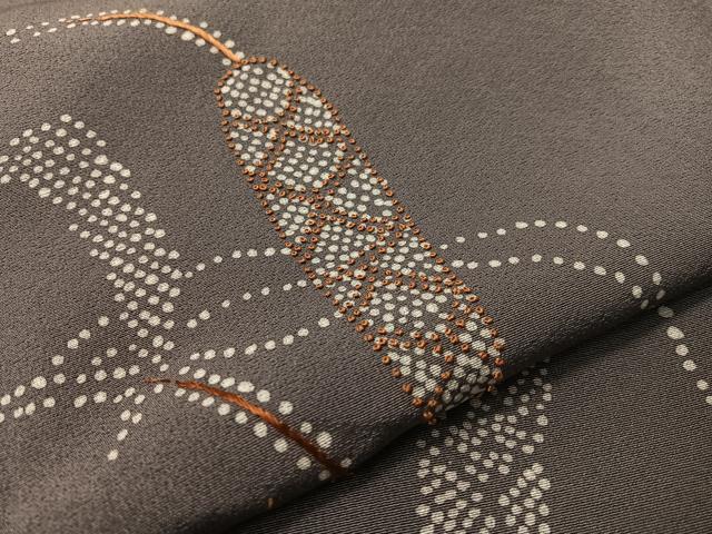 平和屋着物●中国三大刺繍　相良刺繍　訪問着　稲穂　金彩　正絹　逸品　CABD8196vp