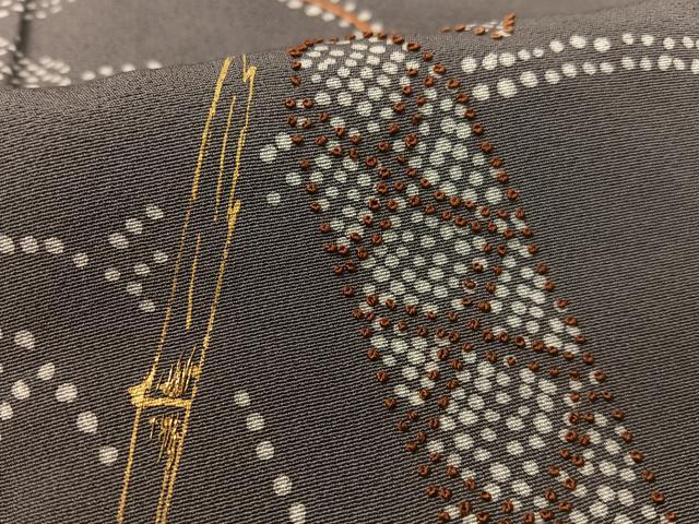 平和屋着物●中国三大刺繍　相良刺繍　訪問着　稲穂　金彩　正絹　逸品　CABD8196vp
