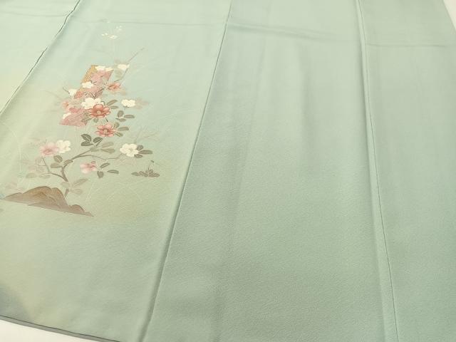 平和屋着物●訪問着　短冊花文　暈し染め　金銀彩　正絹　逸品　CABD8197vp