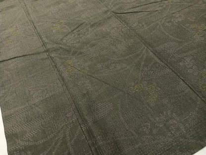 平和屋着物●結城紬　80亀甲　草花文　正絹　逸品　CABD8199vp