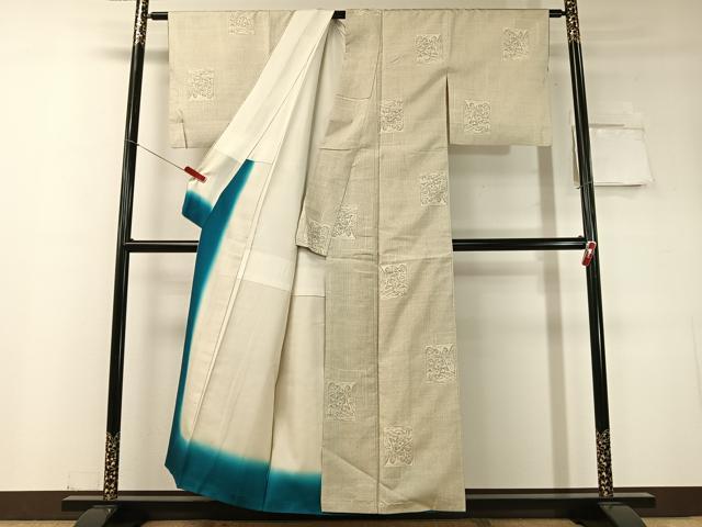 平和屋着物●本場大島紬　白大島　7マルキ　色紙風景文　正絹　逸品　CABD8200vp