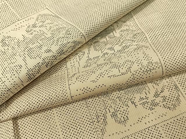 平和屋着物●本場大島紬　白大島　7マルキ　色紙風景文　正絹　逸品　CABD8200vp