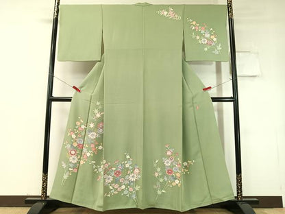 平和屋着物●本加賀友禅作家　押田正義　訪問着　枝花文　正絹　逸品　CABD8201vp