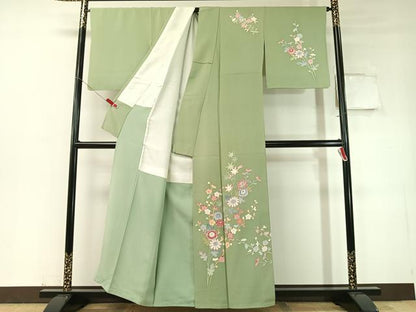 平和屋着物●本加賀友禅作家　押田正義　訪問着　枝花文　正絹　逸品　CABD8201vp