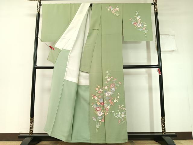 平和屋着物●本加賀友禅作家　押田正義　訪問着　枝花文　正絹　逸品　CABD8201vp