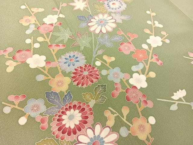 平和屋着物●本加賀友禅作家　押田正義　訪問着　枝花文　正絹　逸品　CABD8201vp