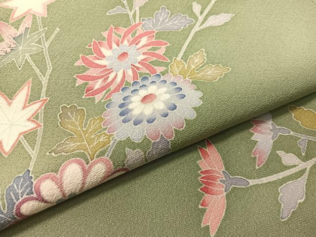 平和屋着物●本加賀友禅作家　押田正義　訪問着　枝花文　正絹　逸品　CABD8201vp