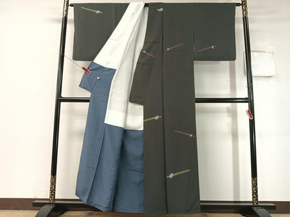 平和屋着物●世界的人形師　辻村寿三郎　ジュサブロー　小紋　簪　正絹　逸品　CABD8202vp