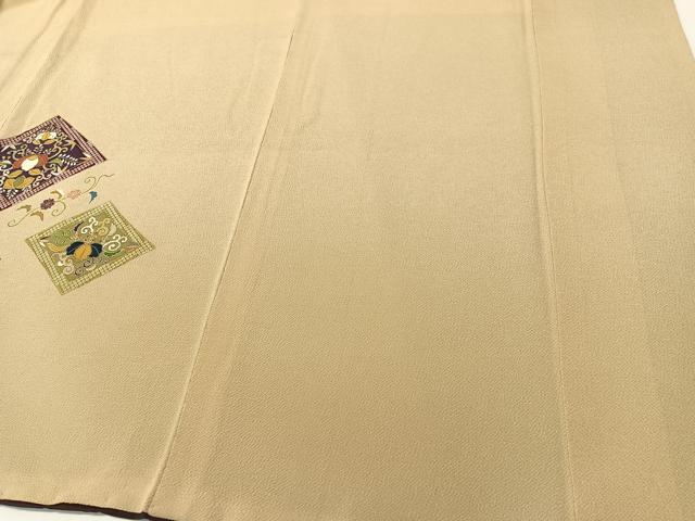 平和屋着物●極上　銀座　志ま亀　訪問着　桐唐草文　金彩　鬼しぼ縮緬　たとう紙付き　正絹　逸品　CABD8203vp