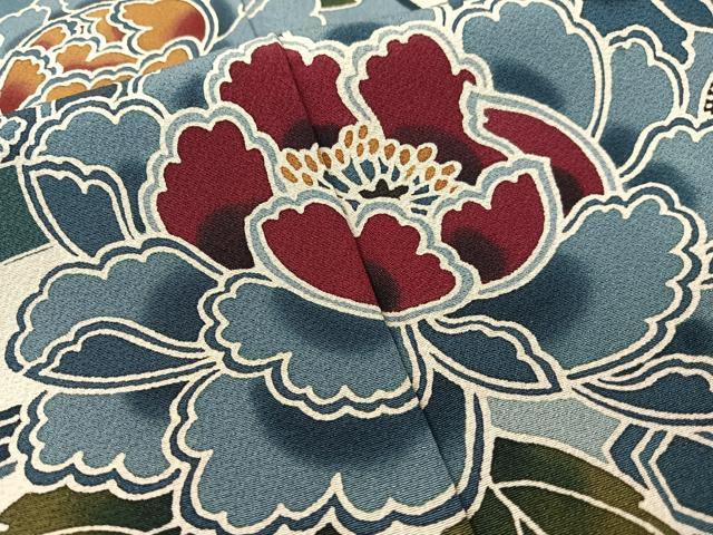 平和屋着物●豪華振袖　型染め　道長几帳花文　正絹　逸品　CABD8205vp