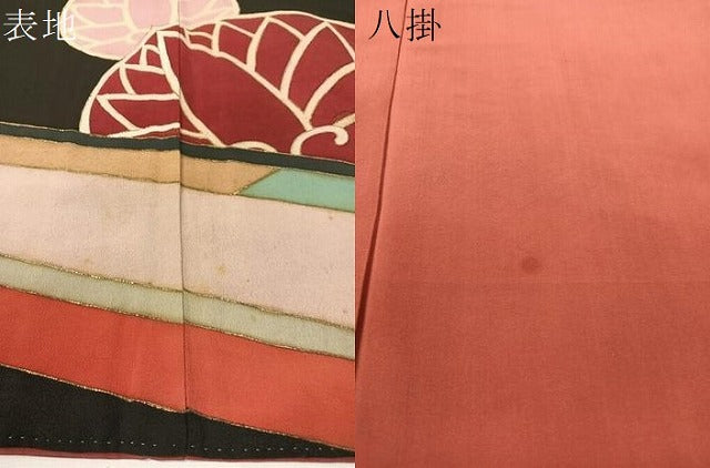平和屋着物●中国三大刺繍　相良刺繍　訪問着　駒刺繍　葵文様　黒地　金彩　正絹　逸品　CABD8207vp