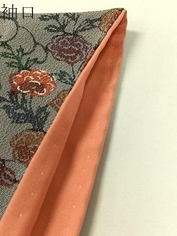 平和屋着物●上質な小紋　型染め　流水菊文　鬼しぼ縮緬　正絹　逸品　CABD8209vp