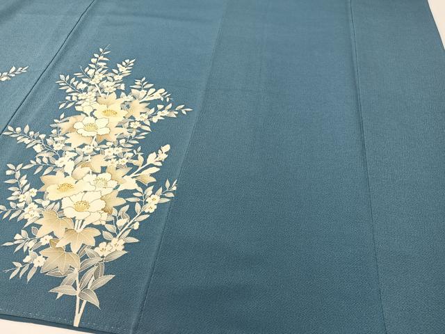 平和屋着物●訪問着　草花文　金彩　鬼しぼ縮緬　正絹　逸品　CABD8212vp