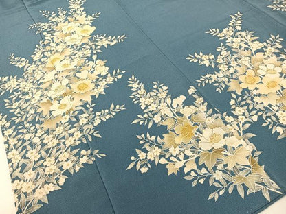 平和屋着物●訪問着　草花文　金彩　鬼しぼ縮緬　正絹　逸品　CABD8212vp