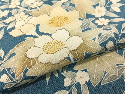 平和屋着物●訪問着　草花文　金彩　鬼しぼ縮緬　正絹　逸品　CABD8212vp