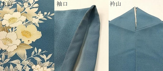 平和屋着物●訪問着　草花文　金彩　鬼しぼ縮緬　正絹　逸品　CABD8212vp