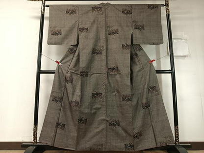 平和屋着物●本場大島紬　9マルキ　色紙花文　正絹　逸品　CABD8213vp