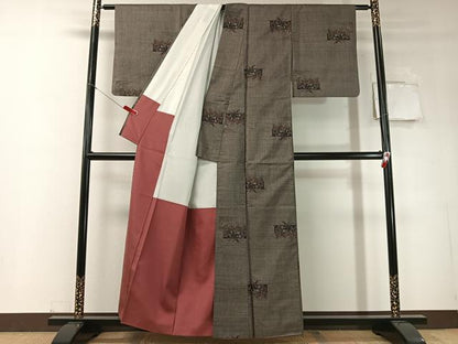 平和屋着物●本場大島紬　9マルキ　色紙花文　正絹　逸品　CABD8213vp