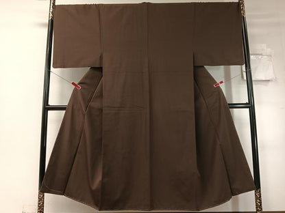 平和屋着物●男性　紬　色無地　赤墨色　大丸扱い　正絹　逸品　CABD8216vp